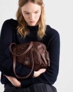 Prada Large washed leather top-handle bag - Image 8